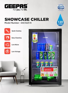 Quick Cooling Showcase Chiller Equipped with Wire Shelves , Low Noise and Voltage Consumption 120 L 60 W GSC1223-K Black