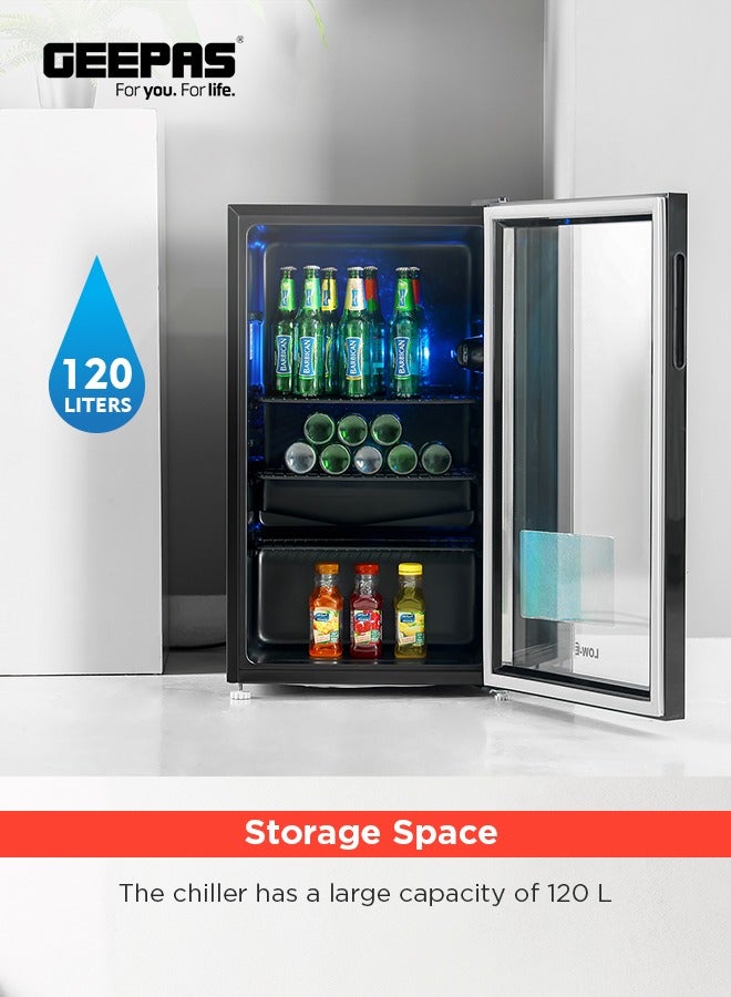 GEEPAS - Quick Cooling Showcase Chiller Equipped with Wire Shelves , Low Noise and Voltage Consumption 120 L 60 W GSC1223-K Black - Image 1