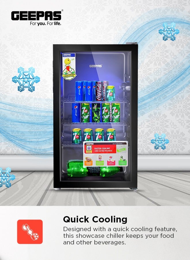 GEEPAS - Quick Cooling Showcase Chiller Equipped with Wire Shelves , Low Noise and Voltage Consumption 120 L 60 W GSC1223-K Black - Image 1