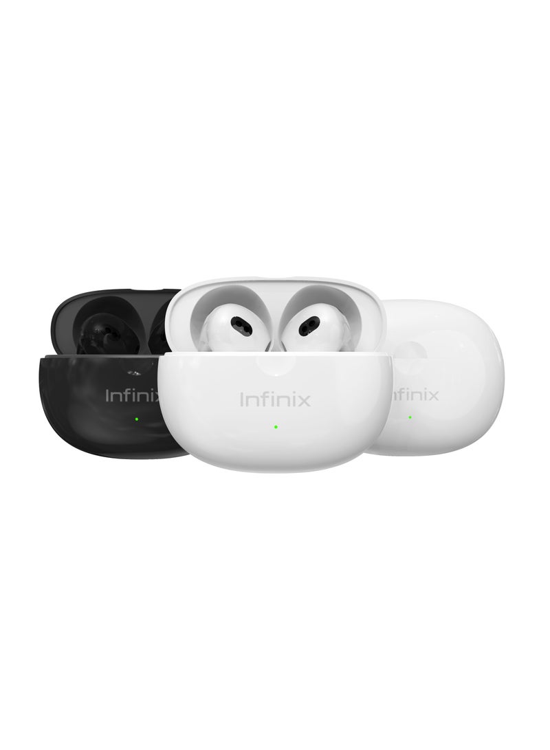 Infinix - Infinix- XBuds 3- XE31 : Bluetooth Earbuds, Clear Calls & Sound, Ai ENC Noise Cancellation, Long Battery life 30 hours White - Image 1