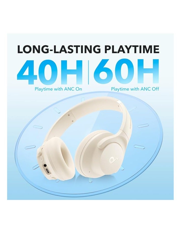 Soundcore - Q20i Hybrid Active Noise Cancelling Foldable Headphones, Wireless Over-Ear Bluetooth, 40H Long ANC Playtime, Hi-Res Audio, Big Bass, Customize via an App, Transparency Mode White - Image 1