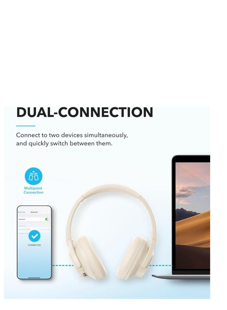 Soundcore - Q20i Hybrid Active Noise Cancelling Foldable Headphones, Wireless Over-Ear Bluetooth, 40H Long ANC Playtime, Hi-Res Audio, Big Bass, Customize via an App, Transparency Mode White - Image 1