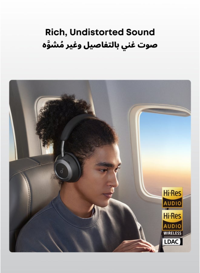 ساوند كور Space One Pro من أنكر، سماعات رأس نشطة لإلغاء الضوضاء، تصميم قابل للطي بشكل فائق، 60 ساعة من الصوت بدون فقد، شحن فائق السرعة، صوت لاسلكي عالي الدقة مع LDAC، ملاءمة مريحة - Image 5