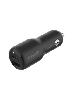 BoostCharge Dual Car Charger 42W w/ Fast Charge USB-C 30W PPS & 12W USB-A Ports for Apple iPhone 15, 15 Pro, 15 Pro Max, iPhone 14 Series, iPhone 13 Series, Samsung Galaxy S23, & More - Black Black