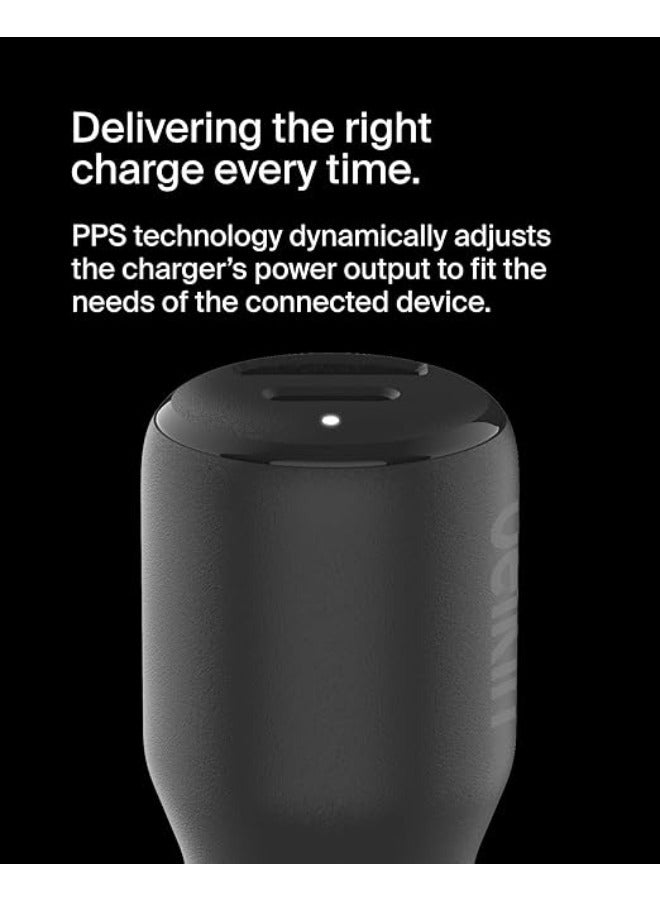 belkin - BoostCharge Dual Car Charger 42W w/ Fast Charge USB-C 30W PPS & 12W USB-A Ports for Apple iPhone 15, 15 Pro, 15 Pro Max, iPhone 14 Series, iPhone 13 Series, Samsung Galaxy S23, & More - Black Black - Image 1