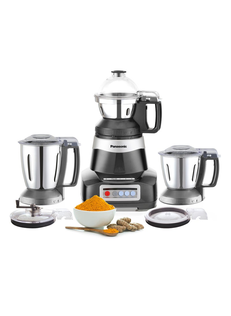 Panasonic Powerful Monster Series Mixer Grinder With Stainless Steel Blender Jar, Mill Jar, Flexi Jar With 3 Lids [ Dome Lid, Chutney Lid With Pusher Attachment And Spice Grinding Lid], Strong Samurai Edge Blade Made From Monolith Steel 1 L 2000 W MX-AE365KTZ Black - Image 1