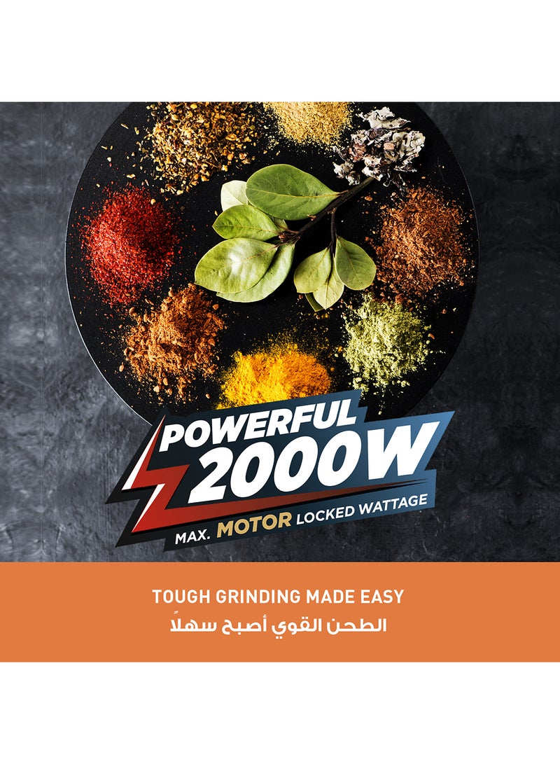 Panasonic Powerful Monster Series Mixer Grinder With Stainless Steel Blender Jar, Mill Jar, Flexi Jar With 3 Lids [ Dome Lid, Chutney Lid With Pusher Attachment And Spice Grinding Lid], Strong Samurai Edge Blade Made From Monolith Steel 1 L 2000 W MX-AE365KTZ Black - Image 2