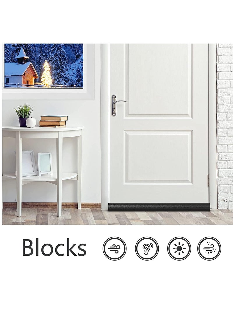 Home Care - Under Door Draft Stopper - High Resistance Rubber and Fabric - Soundproof Energy Saving Weather Stripping Seal Sweep Strip for Bedroom Doors - 93cm Weatherproof Under Door Seal Black - Image 1