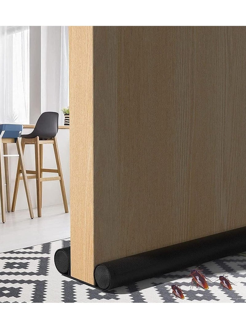 Home Care - Under Door Draft Stopper - High Resistance Rubber and Fabric - Soundproof Energy Saving Weather Stripping Seal Sweep Strip for Bedroom Doors - 93cm Weatherproof Under Door Seal Black - Image 1