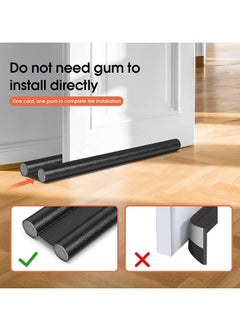 هوم كير Under Door Draft Stopper - High Resistance Rubber and Fabric - Soundproof Energy Saving Weather Stripping Seal Sweep Strip for Bedroom Doors - 93cm Weatherproof Under Door Seal Black  - Image 3