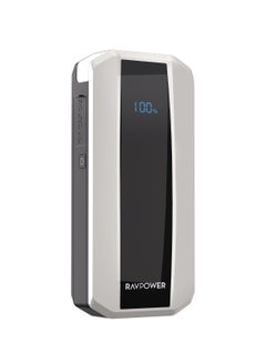 11000 mAh 3-in-1 Jump Starter With And LED Flashlight White/Black