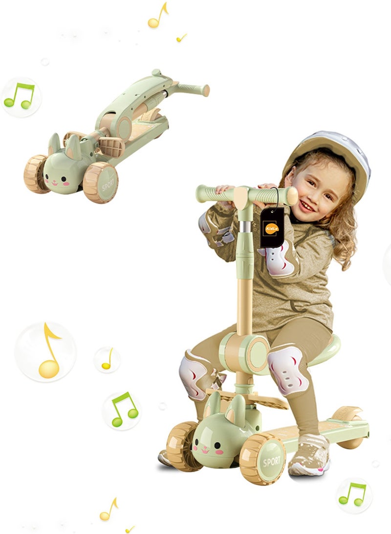 كيدل Kids Scooter 3-in-1 Scooter Foldable Adjustable Baby Scooter, With Gravity Steering LED Wheels Safe And Fun Ride For Kids Boys and Girls - Image 1