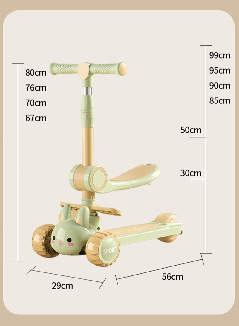 كيدل Kids Scooter 3-in-1 Scooter Foldable Adjustable Baby Scooter, With Gravity Steering LED Wheels Safe And Fun Ride For Kids Boys and Girls - Image 4