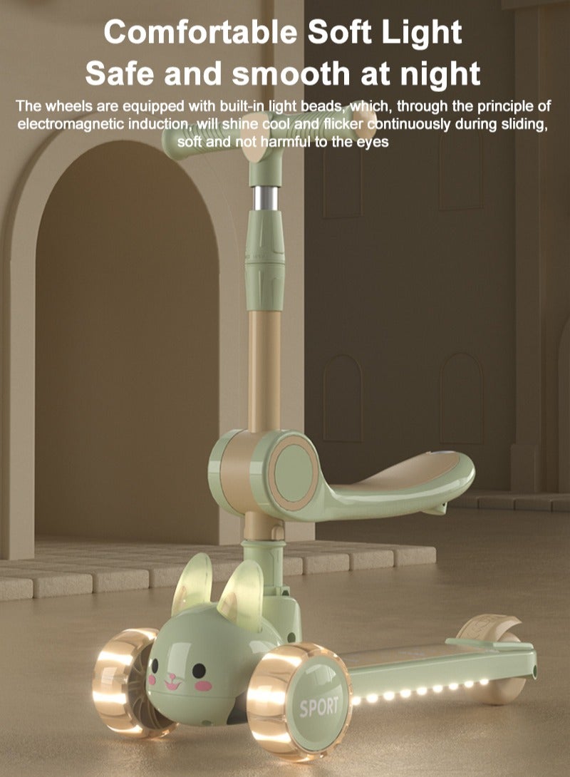 كيدل Kids Scooter 3-in-1 Scooter Foldable Adjustable Baby Scooter, With Gravity Steering LED Wheels Safe And Fun Ride For Kids Boys and Girls - Image 2