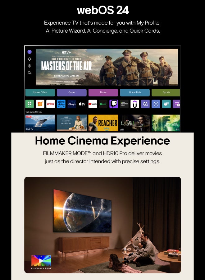 55 Inch UHD UT80 4K Smart TV | AI Magic remote | HDR10 | webOS 24 | α5 AI 4K Gen7 | 60 HZ | Model (2024) - 55UT80006LB.AMVE Black