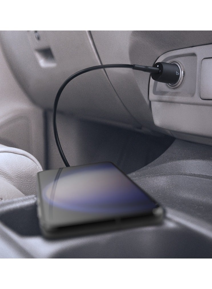 belkin - Boost↑Charge™ 30W Fast Car Charger, Compact Design w/ USB-C Power Delivery Port, USB-C to USB-C Cable Included, Universal Compatibility for Galaxy S23, Note Series, and More - Black Black - Image 1