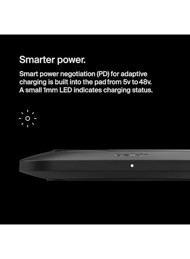 belkin - BoostCharge Pro Universal Easy Align Wireless Charging Pad, 15W Fast Charger for Apple iPhone, Samsung Galaxy, Apple Airpods Pro, and Other MagSafe Enabled Devices - Black Black - Image 1