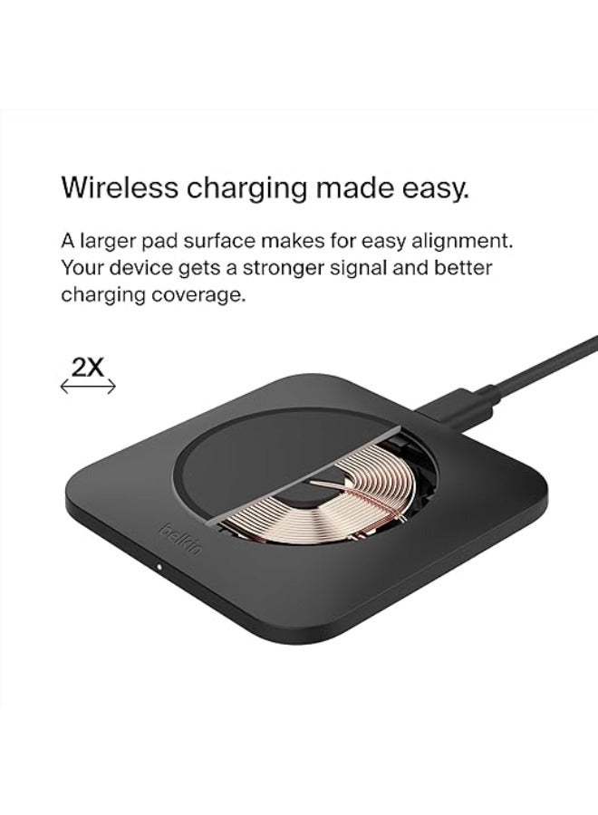 belkin - BoostCharge Pro Universal Easy Align Wireless Charging Pad, 15W Fast Charger for Apple iPhone, Samsung Galaxy, Apple Airpods Pro, and Other MagSafe Enabled Devices - Black Black - Image 1