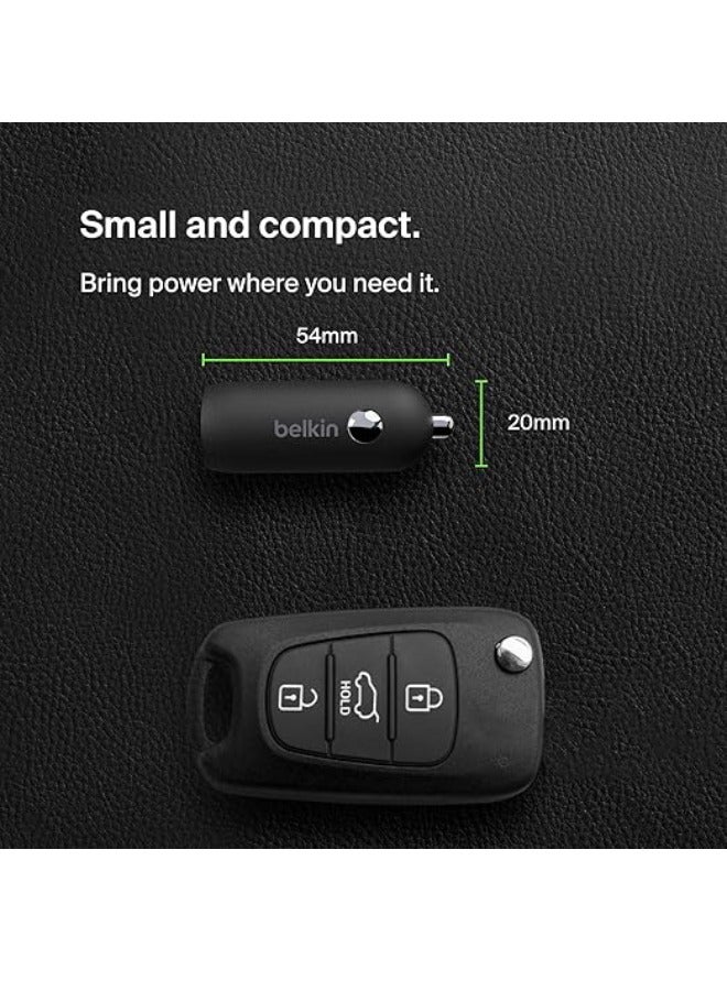 belkin Boost↑Charge™ 30W Fast Car Charger, Compact Design w/ USB-C Power Delivery Port, USB-C to Lightning Cable Included, Universal Compatibility for iPhone 14 Series, iPad, and More - Black Black  - Image 4