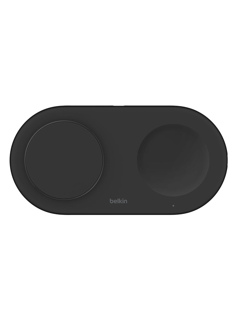 belkin BoostCharge Pro 2-in-1 Wireless Charging Pad with Magnetic Qi2 15W, Fast Charging iPhone Wireless Charger Compatible with iPhone 15 Series, AirPods, MagSafe Enabled Devices - Black Black  - Image 2