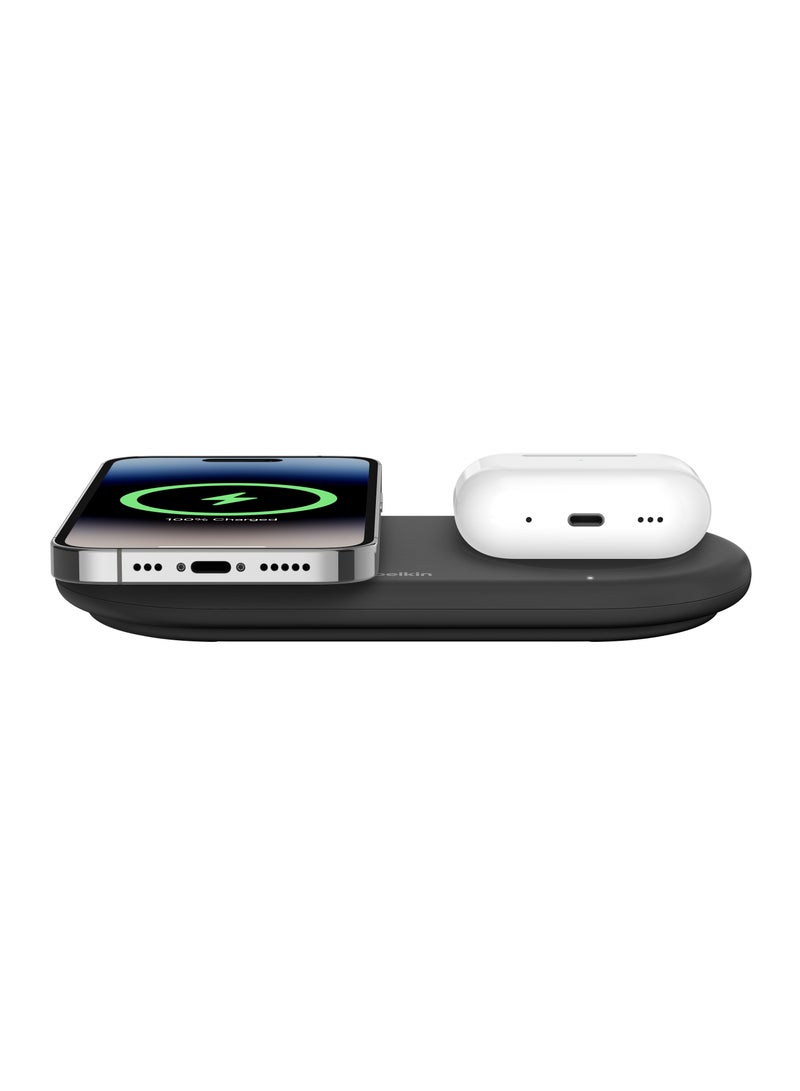 belkin BoostCharge Pro 2-in-1 Wireless Charging Pad with Magnetic Qi2 15W, Fast Charging iPhone Wireless Charger Compatible with iPhone 15 Series, AirPods, MagSafe Enabled Devices - Black Black  - Image 5