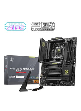 MAG X870 TOMAHAWK Wi-Fi ATX Motherboard, AMD X870E Chipset, AM5 Socket, 4 x DIMM DDR5 (256GB Max), Multi-GPU Support, 4 x M.2 Slots, 1 x PCIe 5.0 x16, 1 x 5Gb Ethernet, Wi-Fi 7, Bluetooth 5.4, 1 x HDMI, Dual USB4, EZ DIY, Ultra Power & Connectivity, Frozr Design, Optimized UI/UX, AI-Ready, Built for Gamers & Creators, 911-7E51-001 Black - pnsku/N70129965V/45/_/1732004103/836a5b17-30ab-49b4-80a9-94109d9fbe54