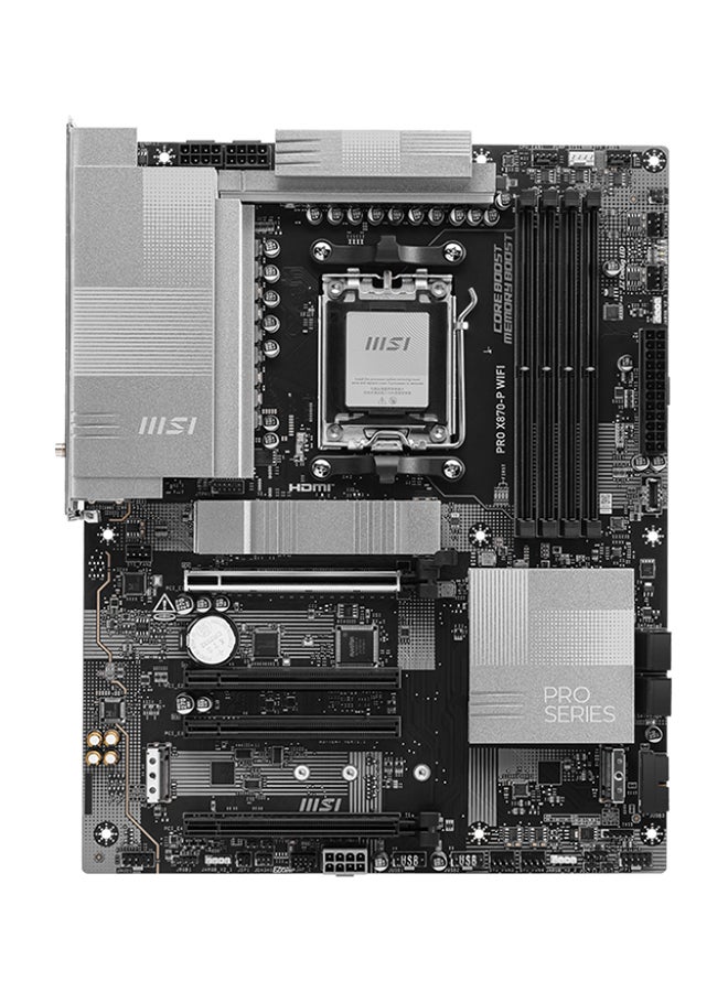MSI - PRO X870-P Wi-Fi ATX Motherboard, AMD X870E Chipset, AM5 Socket, 4 x DIMM DDR5 (Up to 256GB), 3 x M.2 Slots, PCIe 5.0 x16, 5Gb Ethernet, Wi-Fi 7, Bluetooth v5.4, HDMI, Dual USB4, EZ DIY, Frozr Design, AI-Ready, Optimized for Gamers & Creators | 911-7E47-001 Black - Image 1