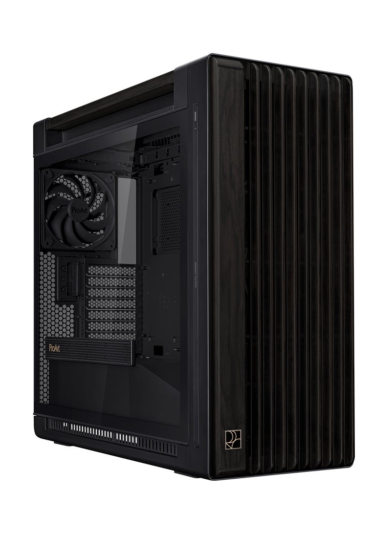 أسوس ProArt PA602 Wood Edition Mid Tower ATX Case - Tempered Glass Panel, Natural Wood Finish, EATX Support, 420mm Radiator Support, 2 x 200mm Pre-installed Fans, 8 Expansion Slots, ARGB Lighting, Cable Management, USB 3.2 Type-C, Tool-Free Design, Removable Dust Filters | 90DC00J0-B09010 Black  - Image 1