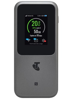ZTE Portable 5G Hotspot MU5120 by Telstra,10000mAh 27W Fast Charging, NFC,2.4 Inch Touch Screen WIFI 6 3600Mbps Mobile WIFI Router With Sim Card Slot Unlock Grey  - Image 1