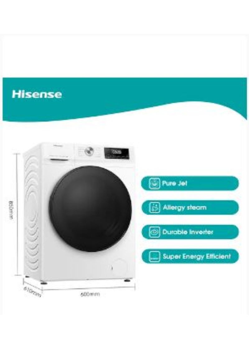 Hisense - 10kg Washer & 6kg Dryer New Edition 1400 RPM Pure Steam Inverter Motor WDQA1014VJMW White - Image 1