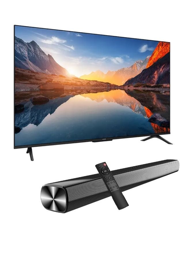 شاومي - 55-Inch 4K UHD Smart TV, 4K Resolution, HDR10, Google TV + 2.0 Channel Soundbar 30W, HDMI ARC, Bluetooth, USB, MP3, FM 55A2025+SOUNDBAR Black 55A2025+SOUNDBAR Black - Image 1