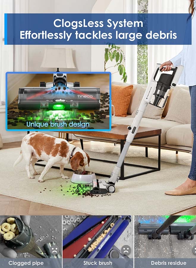 Tineco - A50S Cordless Stick Vacuum Cleaner, 185W Suction, 70Min Runtime, 1L Larger Dustbin, 3DSense Power Brush, PureCyclone Tech, Easily Tackles Large Debris 500 W VS202000SA White - Image 1