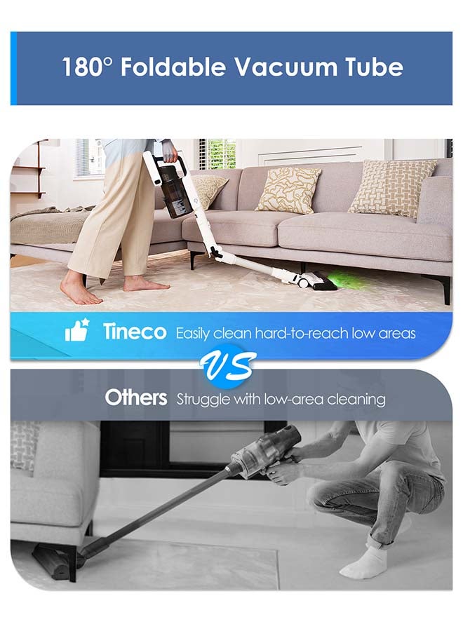 Tineco - A50S Cordless Stick Vacuum Cleaner, 185W Suction, 70Min Runtime, 1L Larger Dustbin, 3DSense Power Brush, PureCyclone Tech, Easily Tackles Large Debris 500 W VS202000SA White - Image 1