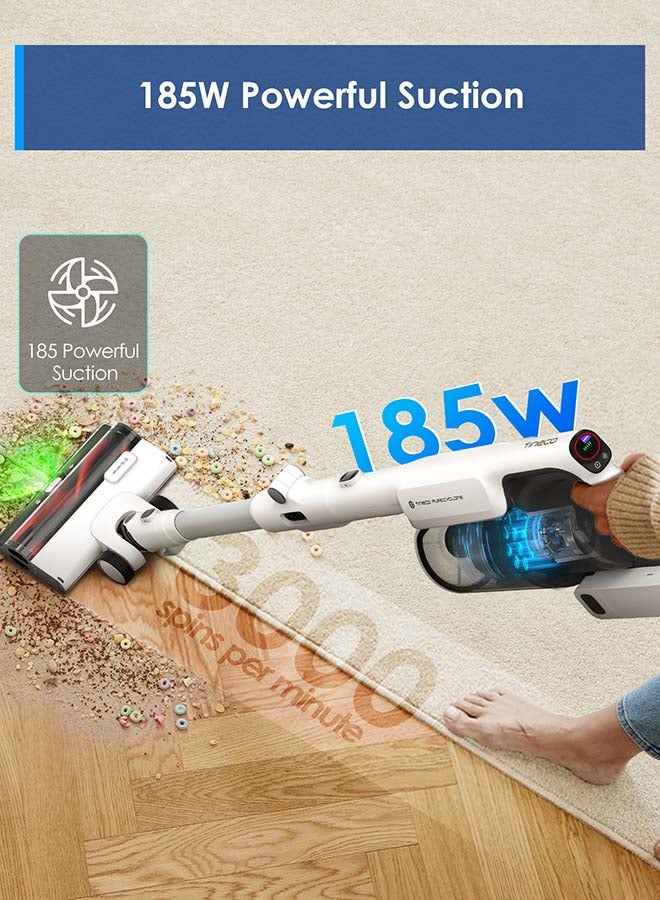 Tineco - A50S Cordless Stick Vacuum Cleaner, 185W Suction, 70Min Runtime, 1L Larger Dustbin, 3DSense Power Brush, PureCyclone Tech, Easily Tackles Large Debris 500 W VS202000SA White - Image 1