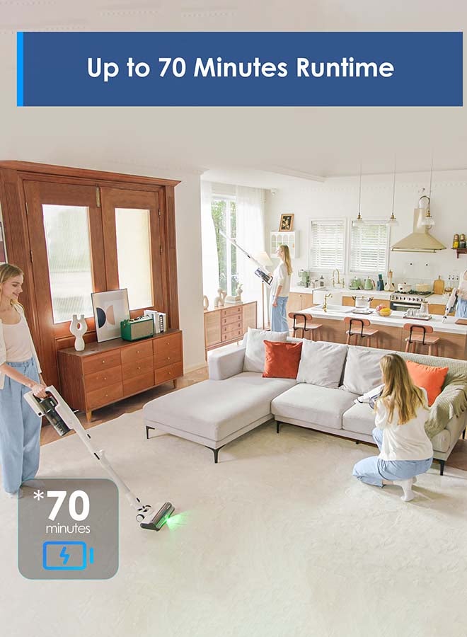 Tineco - A50S Cordless Stick Vacuum Cleaner, 185W Suction, 70Min Runtime, 1L Larger Dustbin, 3DSense Power Brush, PureCyclone Tech, Easily Tackles Large Debris 500 W VS202000SA White - Image 1
