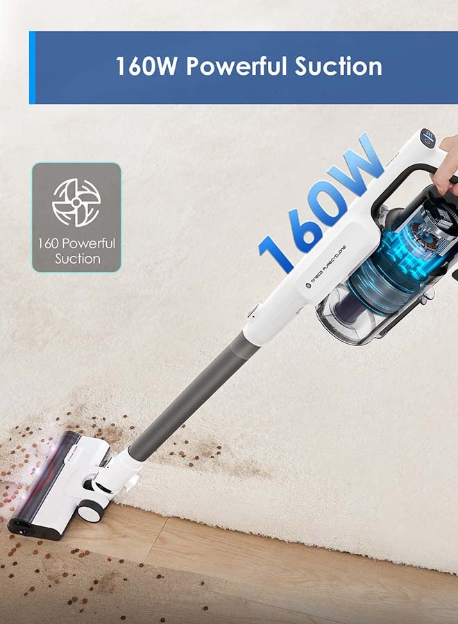 Tineco A30S Cordless Stick Vacuum Cleaner, 160W Suction, 60Min Runtime, 1L Larger Dustbin, ZeroTangle Brush,Tineco PureCyclone Tech, LED Headlight 500 W VS1D2300SA White  - Image 2