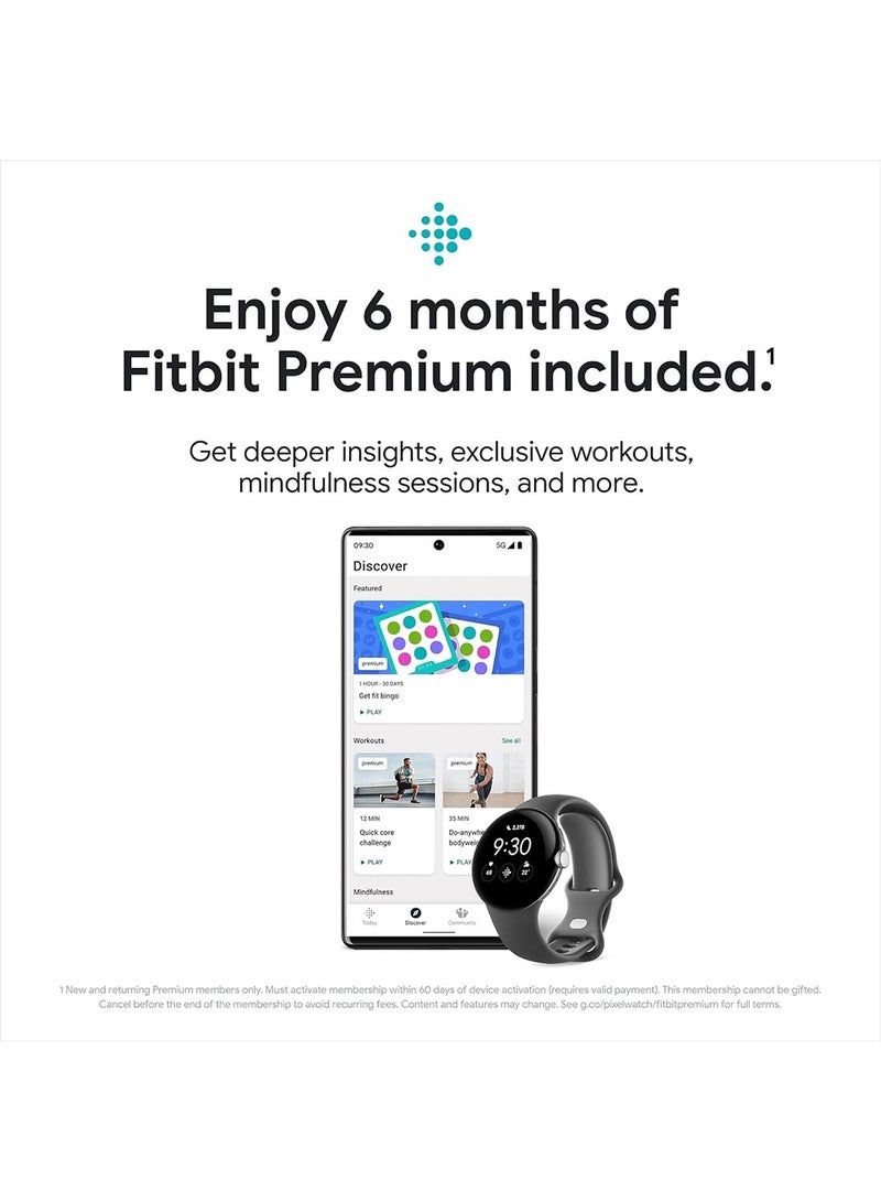 جوجل Pixel Watch 2 With The Best Of Fitbit And Google - Heart Rate Tracking, Stress Management, Safety Features - Android Smartwatch - Polished Silver Aluminum Case - Bay Active Band - Wi-fi Chalk  - Image 4