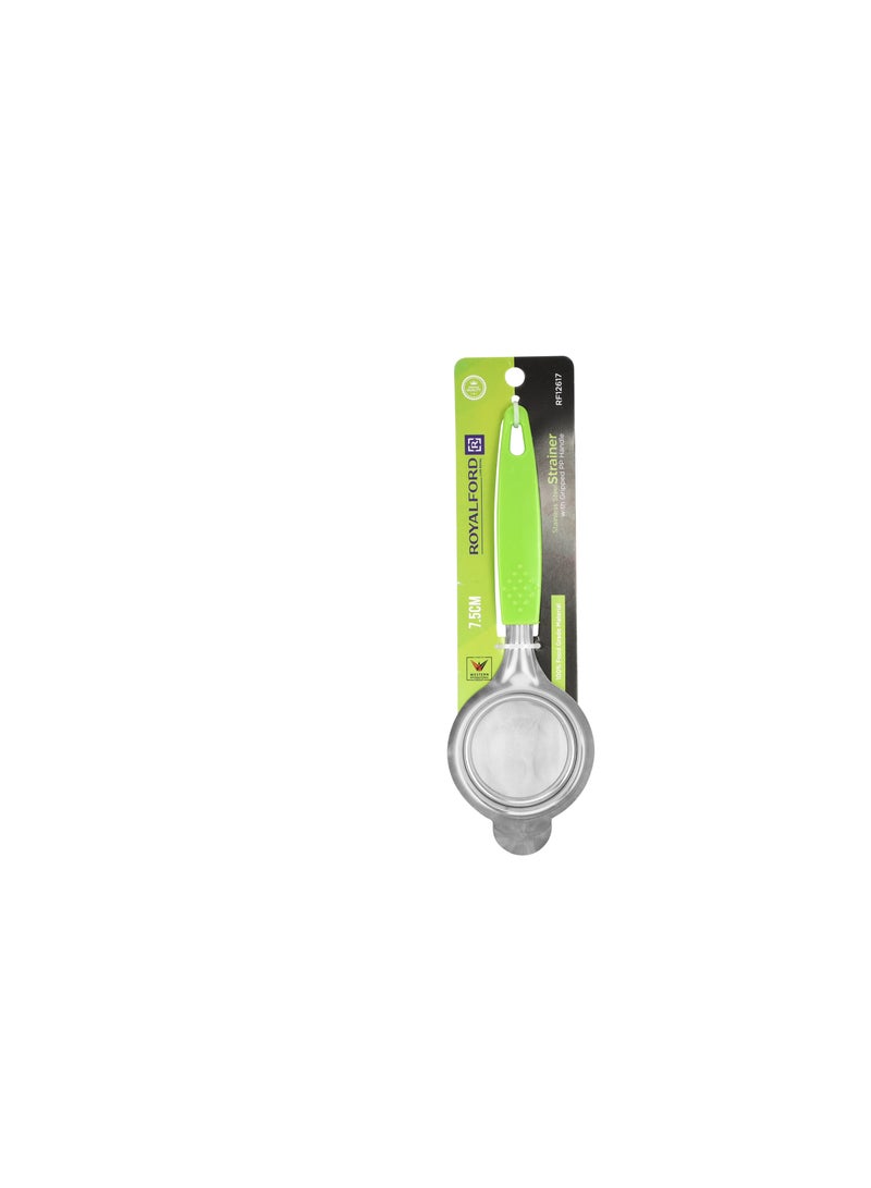 Royalford 7.5 cm Strainer- RF12617/ Stainless Steel Mesh Multi-Purpose Use/ Food-Grade and Safe to Use, Hanging Loop/ Easy to Hold PP Handle and Perfect for Tea, Coffee, Juice Compact and Durable Liquid Strainers Silver 7.5cm