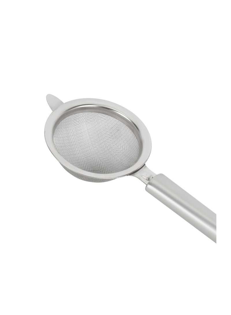 Royalford - Royalford 9 cm Strainer- RF12616/ Stainless Steel Mesh Multi-Purpose Use/ Food-Grade and Safe to Use, Hanging Loop/ Easy to Hold and Perfect for Tea, Coffee, Juice/ Compact and Durable Liquid Strainers Silver 9cm - Image 1