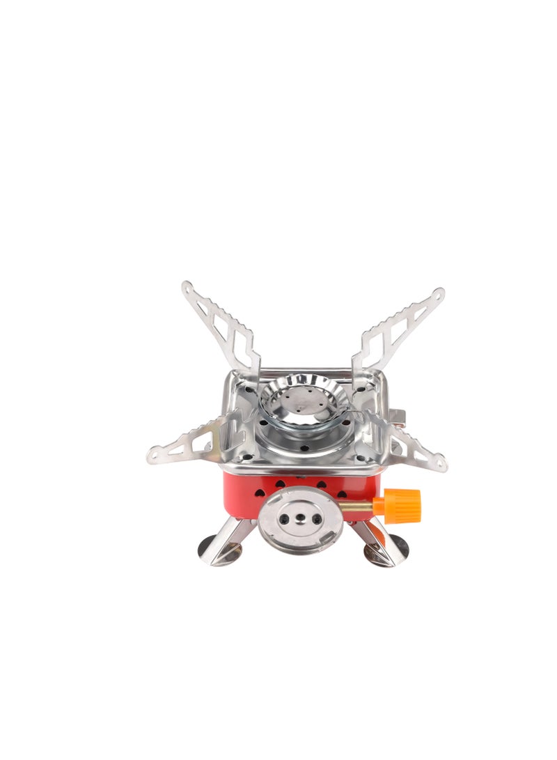 Royalford Small Square Furnace- RF11683| Strong and Sturdy Construction with Pan Support and Anti-Skid Feet, Perfect for Indoor, Camping, Hiking and Other Outdoor Entertainment| Red Multicolor - Image 1