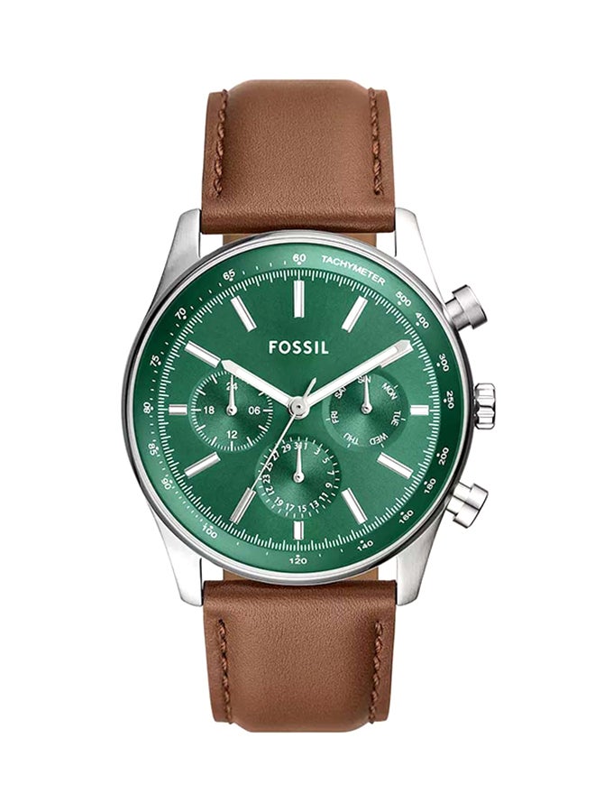 فوسيل ساعة سوليفان متعددة الوظائف من جلد لايت هايد™ البني BQ2858 - 44 مم - Image 1