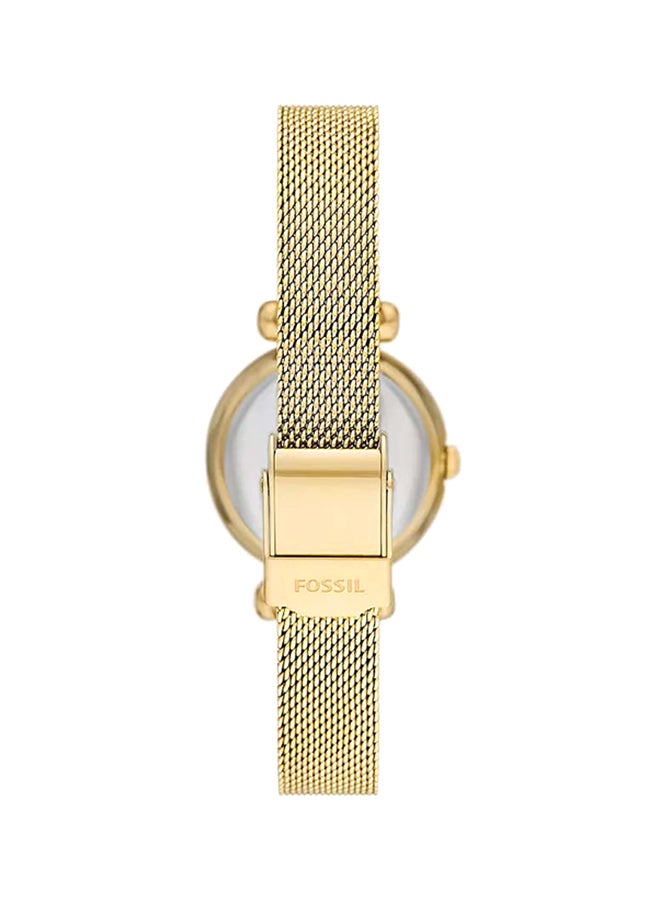 FOSSIL Women's Tillie Mini Three-Hand Gold-Tone Stainless Steel Mesh Watch BQ3898 - 26mm  - Image 2
