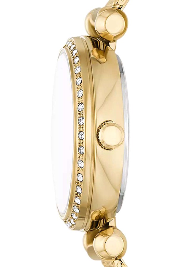 FOSSIL Women's Tillie Mini Three-Hand Gold-Tone Stainless Steel Mesh Watch BQ3898 - 26mm  - Image 3