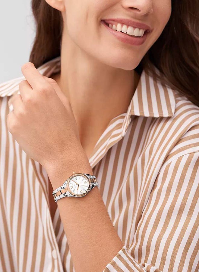 فوسيل ساعة راي ثلاثية العقارب بتأريخ من الفولاذ المقاوم للصدأ ثنائية اللون BQ3928 - 30 مم - Image 4