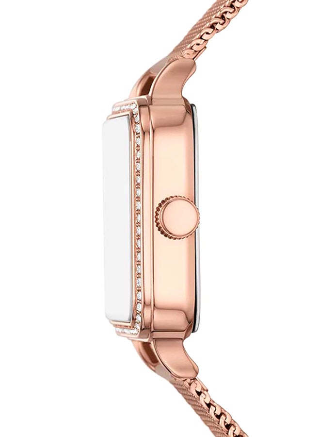 فوسيل ساعة كولين ثلاثية العقارب بلون الذهب الوردي من الفولاذ المقاوم للصدأ بشبكة BQ3971 - 28 مم - Image 3