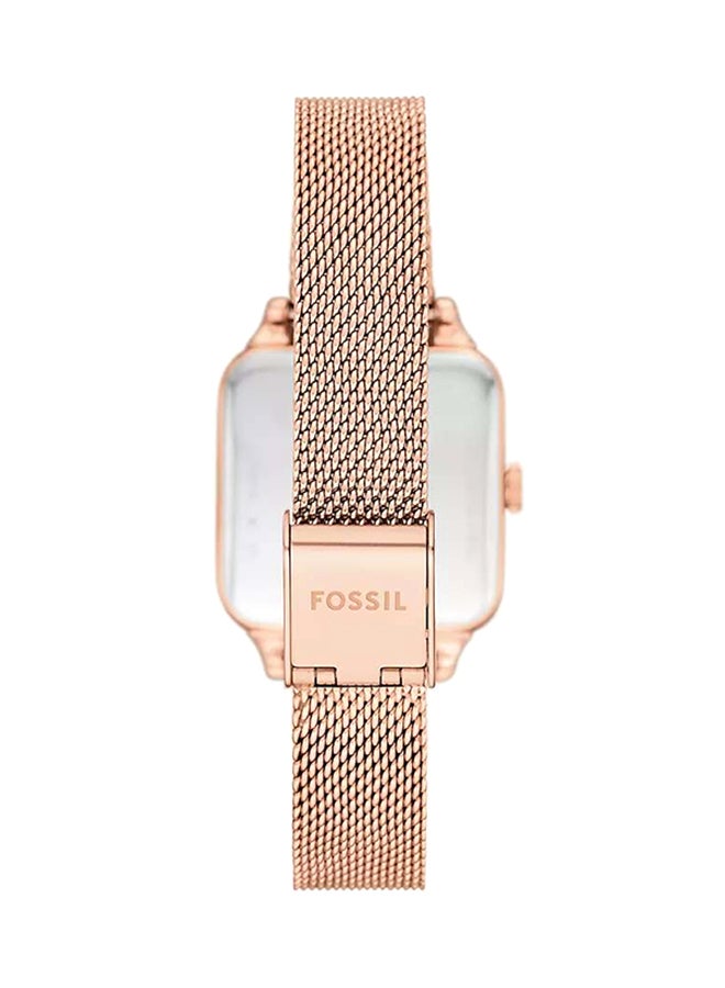 فوسيل ساعة كولين ثلاثية العقارب بلون الذهب الوردي من الفولاذ المقاوم للصدأ بشبكة BQ3971 - 28 مم - Image 2