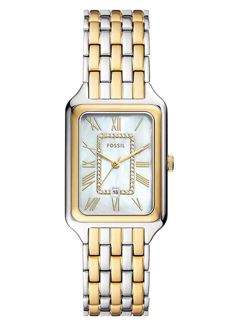 فوسيل ساعة راكيل ذات الثلاثة عقارب وتاريخ من الفولاذ المقاوم للصدأ ثنائية اللون ES5305 - 26 مم - Image 1