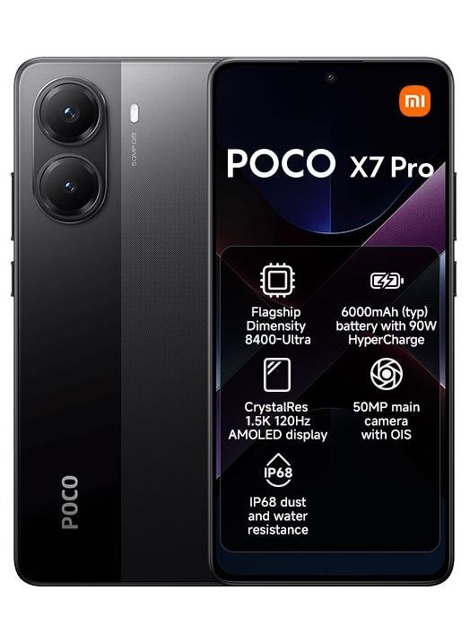 شاومي بوكو X7 برو ثنائي الشريحة بذاكرة رام سعة 8 جيجابايت وذاكرة داخلية سعة 256 جيجابايت ويدعم تقنية 5G بلون الأسود - إصدار عالمي - Image 1