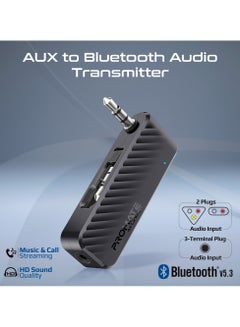PROMATE AUX to Bluetooth Audio Transmitter Adapter, Universal for Headphone and all AUX Devices, Support In-Flight AUX, 10hrs Playtime Black  - Image 2