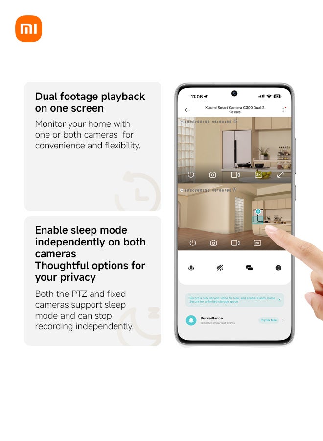 Xiaomi Smart Camera C300 Dual | 6 mm Telephoto lens | 2.8 mm Short-focus lens | 3MP Both Camera | White - Image 5
